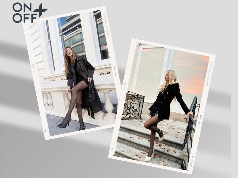 Phối quần tất đen với áo khoác dáng dài