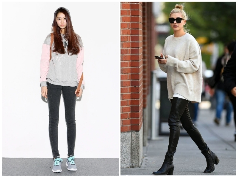 Áo sweater phối quần skinny