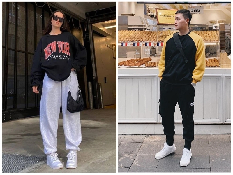 Áo sweater phối quần jogger