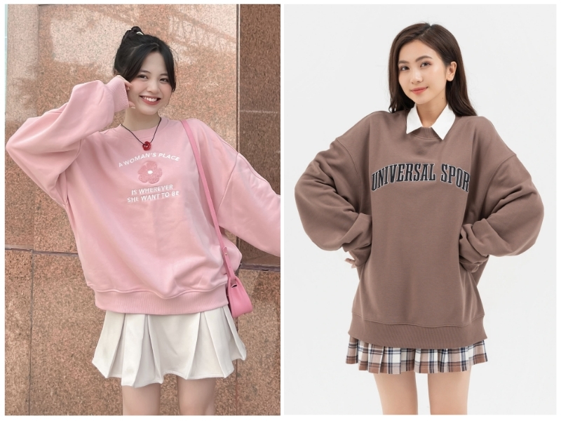 Áo sweater phối chân váy