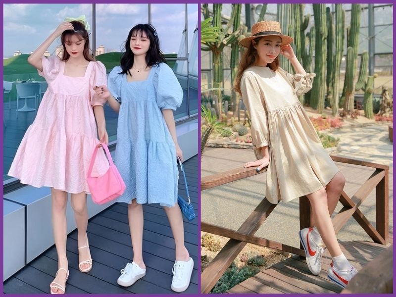 Babydoll phối giày thể thao