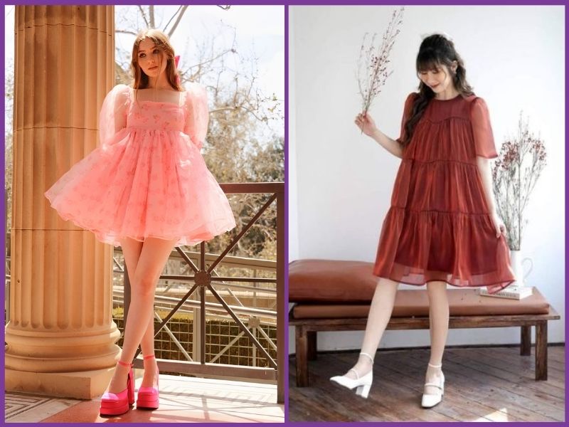 Babydoll phối giày cao gót