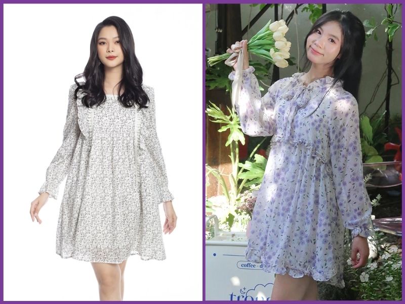 Váy babydoll hoa nhí