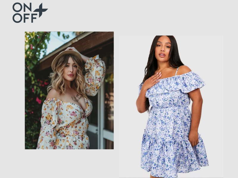 Áo trễ vai hoa nhí cho nàng chubby