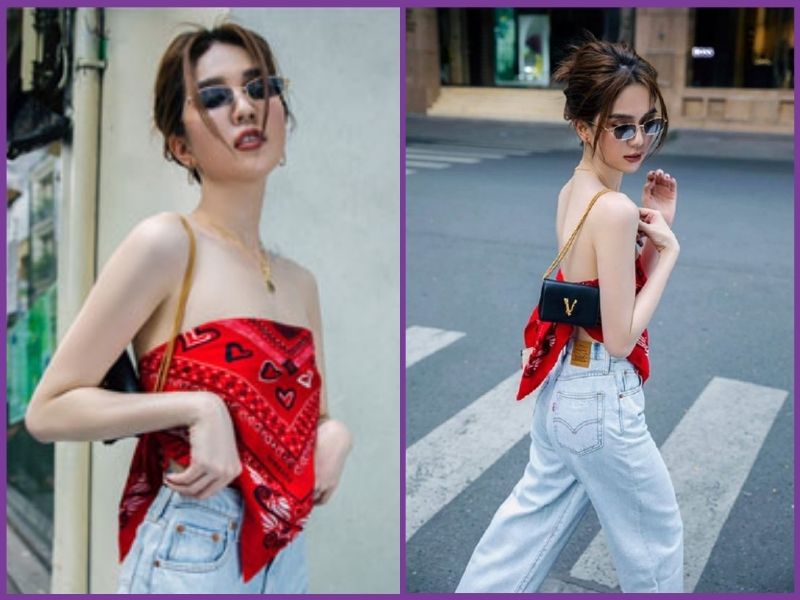 Áo croptop từ khăn bandana