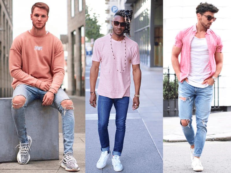 Phối hồng pastel với xanh denim