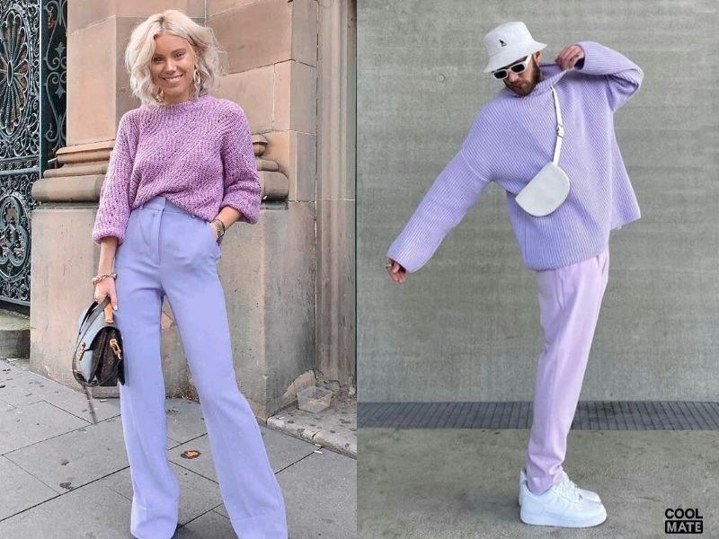 Phối hồng pastel với màu chàm