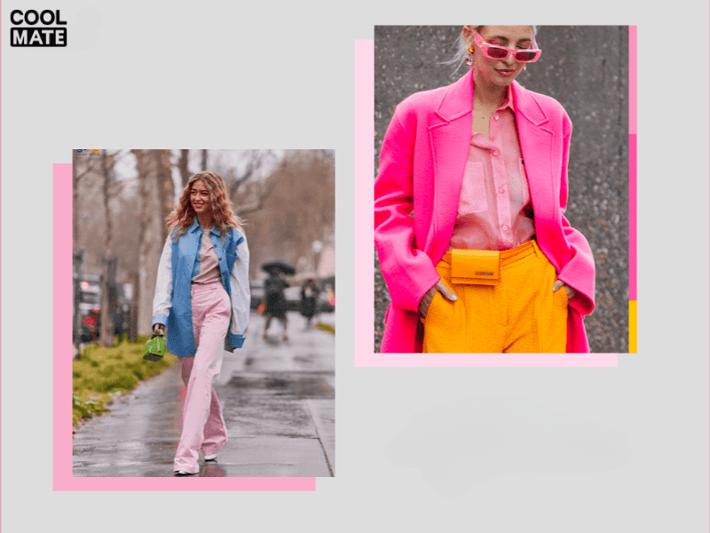 Phối hồng pastel với xanh dương hoặc vàng