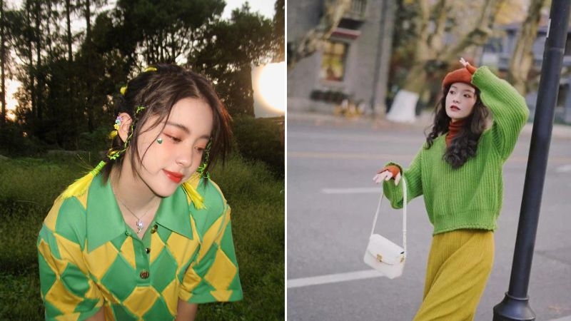 Màu vàng phối xanh lá