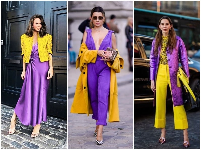 Màu vàng phối tím