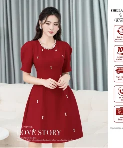 Váy đầm thiết kế cao cấp màu đỏ đính đá sang trọng [ Ảnh thật ] The Shilla-CG.E65C1.68D8