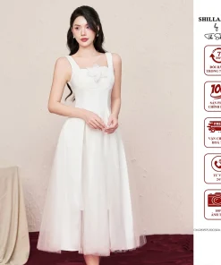 Váy đầm thiết kế cao cấp màu trắng đính hoa sang trọng The Shilla-CM.P81B75.69D9PK