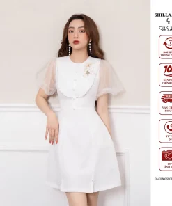 Váy thiết kế cao cấp màu trắng đính kết thủ công sang trọng The Shilla - K11.59C3